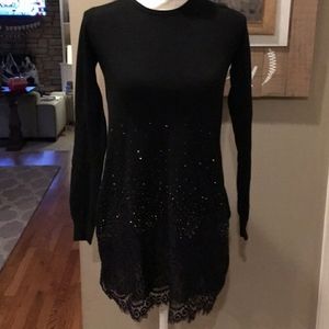 Black Sparkle Embellished Tunic Sweater